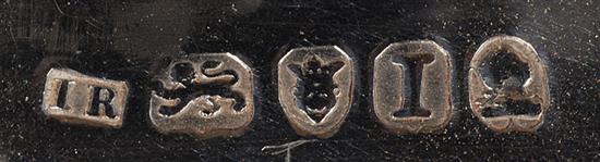 A George III silver nutmeg grater, by John Reily, Length: 37mm.